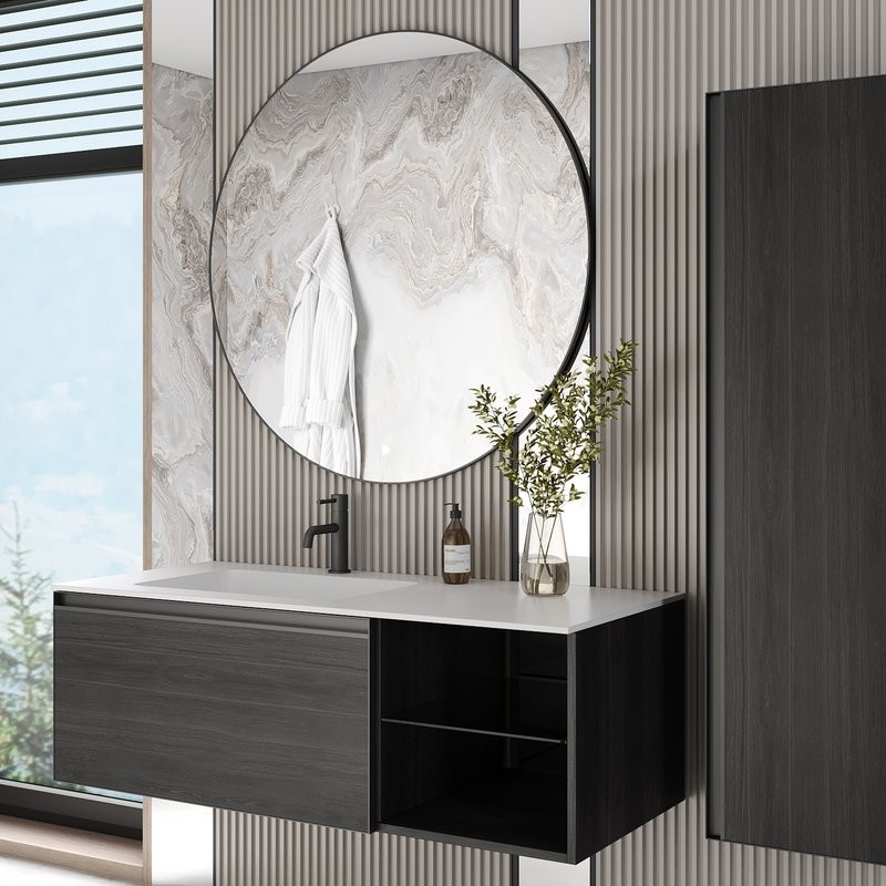 Тумба под раковину без столешницы Armadi Art Quatro 6 120 oak anthracite, профиль anthracite