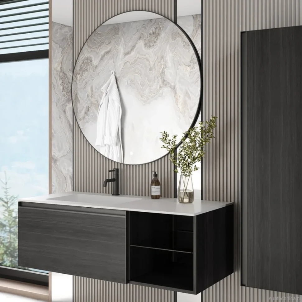 Тумба под раковину без столешницы Armadi Art Quatro 6 120 oak anthracite, профиль anthracite