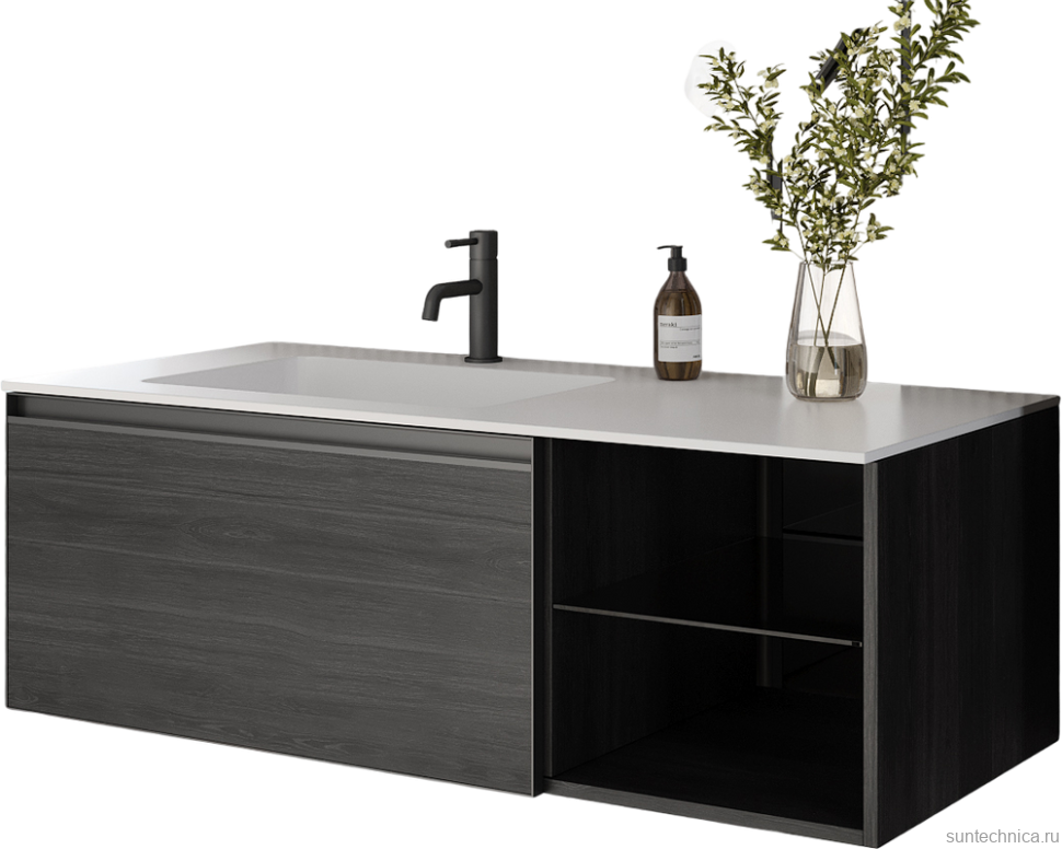 Тумба под раковину без столешницы Armadi Art Quatro 6 120 oak anthracite, профиль anthracite