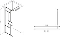 Душевая перегородка Abber Immer Offen AG63120B8 120 см, профиль черный, стекло прозрачное