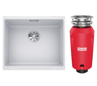 Комплект Мойка Blanco Subline 500-U Silgranit, белая + Измельчитель Franke