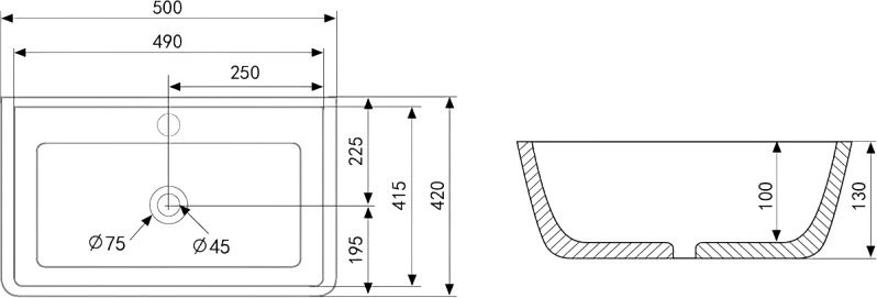 Накладная раковина Abber Rechteck AC2203 белая