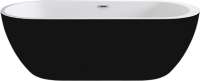 Акриловая ванна Black&White Swan SB105 black 170x80 см, отдельностоящая, глянцевая черная, овальная, с каркасом, со сливом-переливом, с донным клапаном