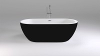 Акриловая ванна Black&White Swan SB105 black 170x80 см, отдельностоящая, глянцевая черная, овальная, с каркасом, со сливом-переливом, с донным клапаном