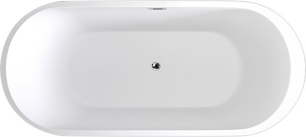 Акриловая ванна Black&White Swan SB105 black 170x80 см, отдельностоящая, глянцевая черная, овальная, с каркасом, со сливом-переливом, с донным клапаном