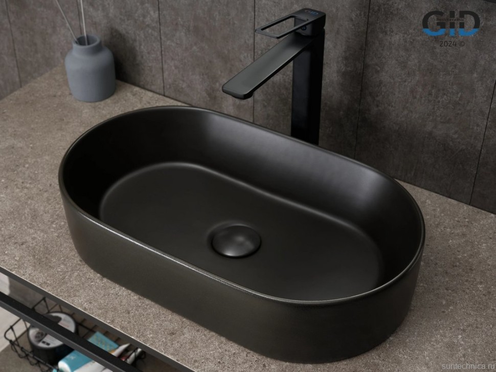 Накладная раковина GID Lago N9020bg 53 глянцевая белая, овальная, фаянс