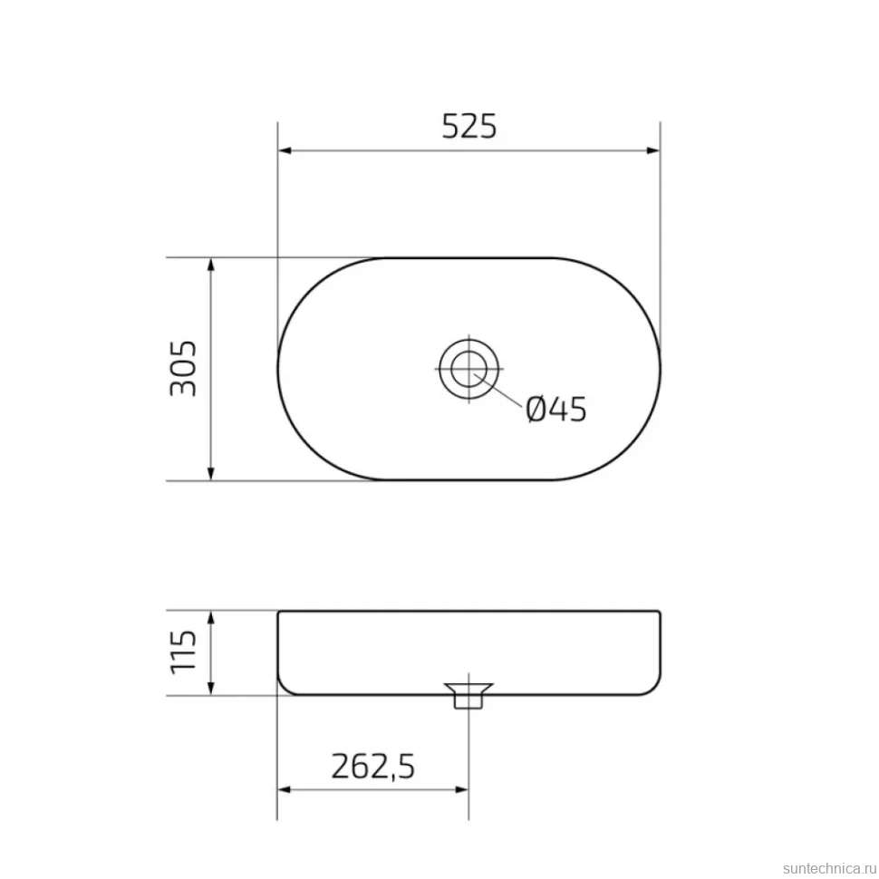 Накладная раковина GID Lago N9020bg 53 глянцевая белая, овальная, фаянс
