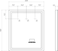 Зеркало Vigo Geometry Media 044 60 с подсветкой, с антизапотевателем