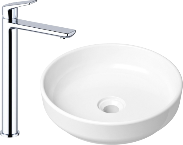 Комплект Накладная раковина Lavinia Boho Bathroom Sink Slim 33311005 + Смеситель Wellsee ICON! for life 182306000 хром