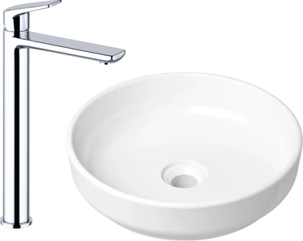 Комплект Накладная раковина Lavinia Boho Bathroom Sink Slim 33311005 + Смеситель Wellsee ICON! for life 182306000 хром