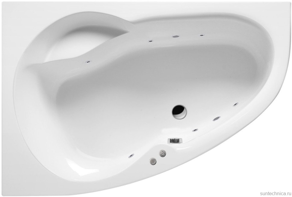 Акриловая ванна Excellent Newa WAEX.NEL16.SOFT L 160x95 см, угловая, левая, пристенная, с гидромассажем, белая, асимметричная, с каркасом, со сливом-переливом