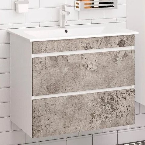 Тумба под раковину Runo Манхэттен 75, подвесная, светлый бетон