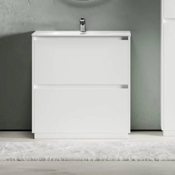 Тумба с раковиной Sancos Libra Floor 80 белый глянец, белая раковина CN7005