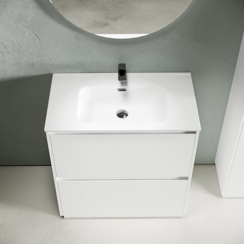Тумба с раковиной Sancos Libra Floor 80 белый глянец, белая раковина CN7005