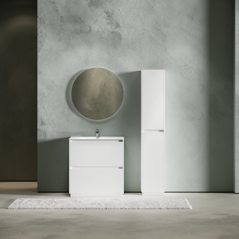 Тумба с раковиной Sancos Libra Floor 80 белый глянец, белая раковина CN7005