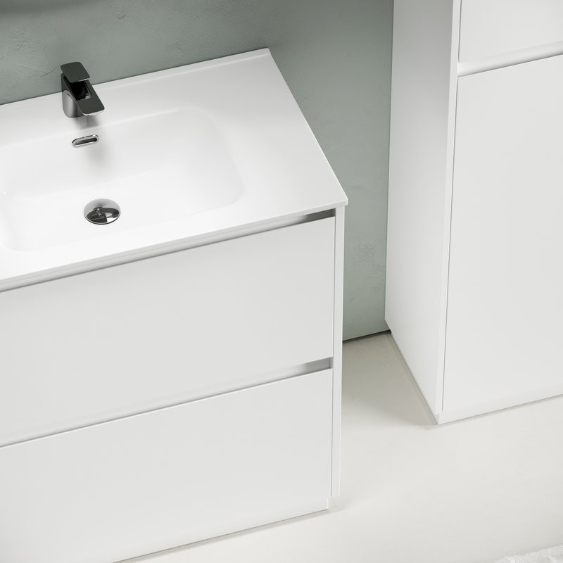 Тумба с раковиной Sancos Libra Floor 80 белый глянец, белая раковина CN7005