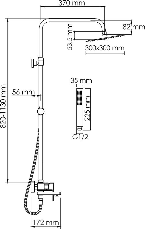 Душевая стойка Wasserkraft Aller A177.118.103.010.CH хром