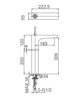 Смеситель для раковины Wonzon & Woghand Shark WW-48B1104-CR хром