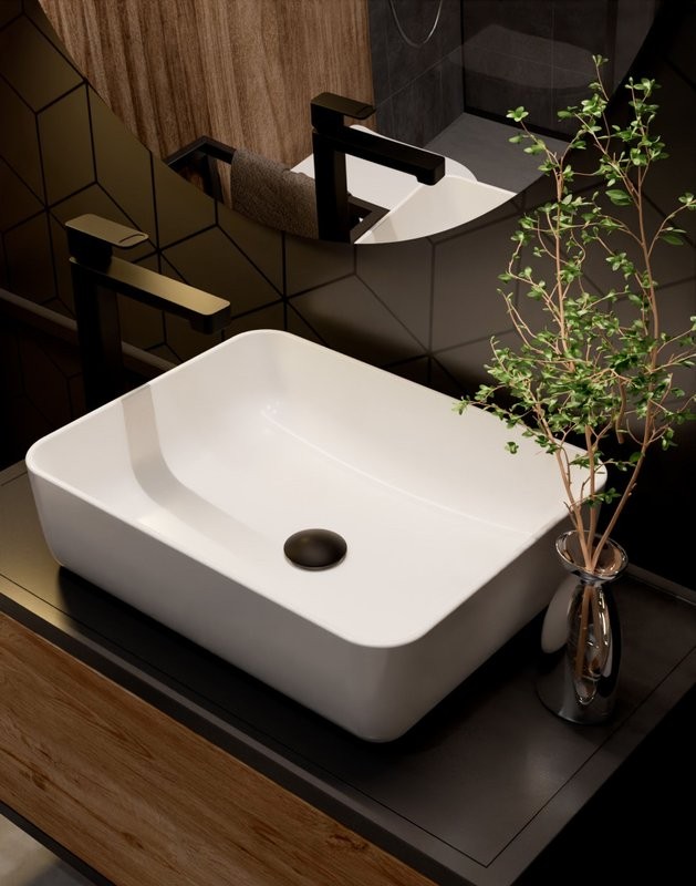 Смеситель для раковины высокий матовый черный, AQUAme Parma AQM6614MB