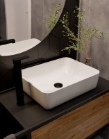 Смеситель для раковины высокий матовый черный, AQUAme Parma AQM6614MB