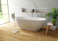 Ванна из искусственного камня Эстет Майами ФР-00009623 160x75 см, отдельностоящая, белая, овальная