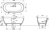 Ванна из искусственного камня Эстет Майами ФР-00009623 160x75 см, отдельностоящая, белая, овальная