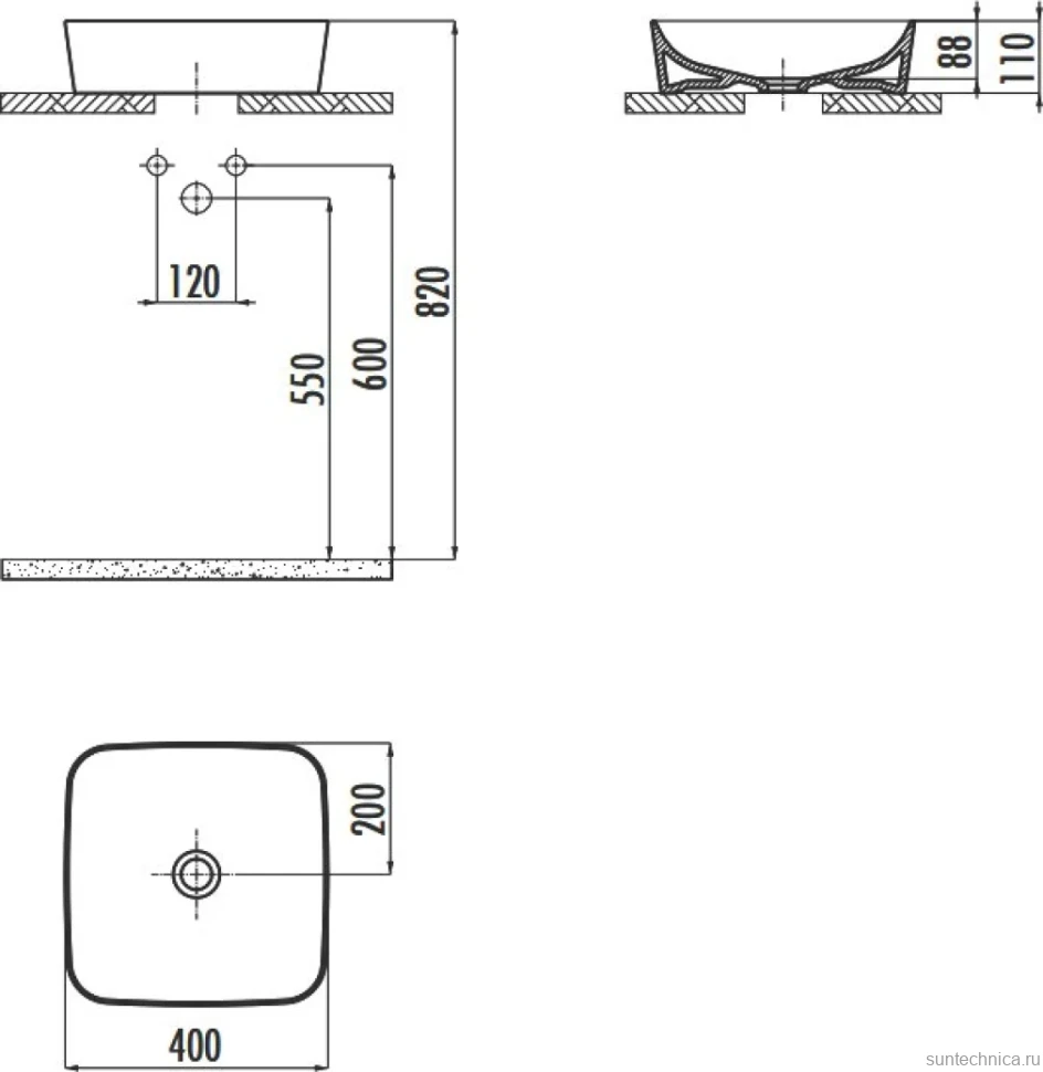Накладная раковина Creavit Ultra UL040-00CM00E-0000 капучино