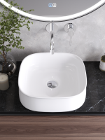 Накладная раковина Cezares 43 глянцевая белая, квадратная, фаянс