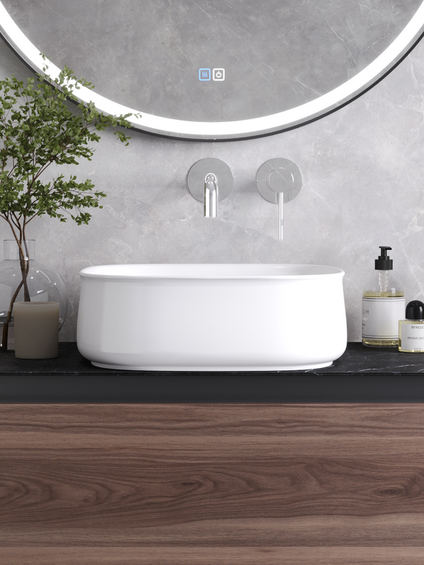 Накладная раковина Cezares 43 глянцевая белая, квадратная, фаянс