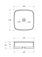 Накладная раковина Cezares 43 глянцевая белая, квадратная, фаянс