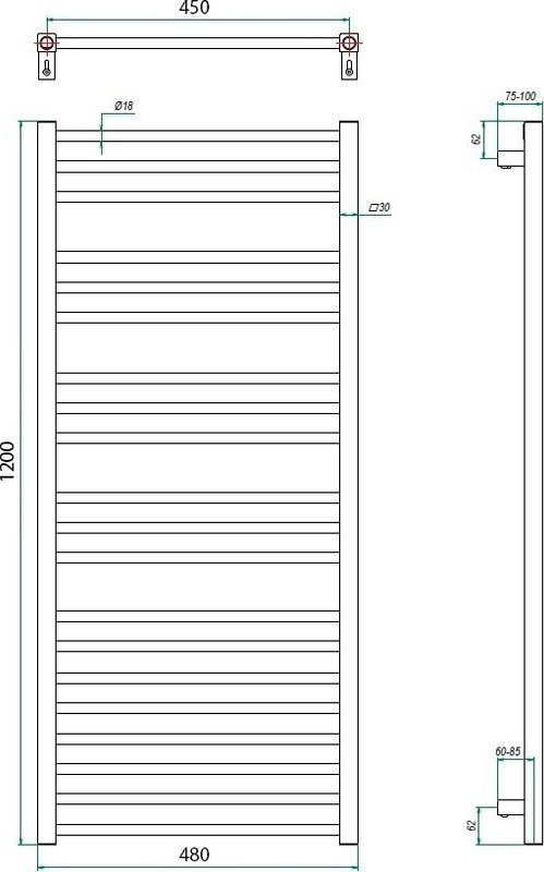 Полотенцесушитель электрический Grota Classic 48x120