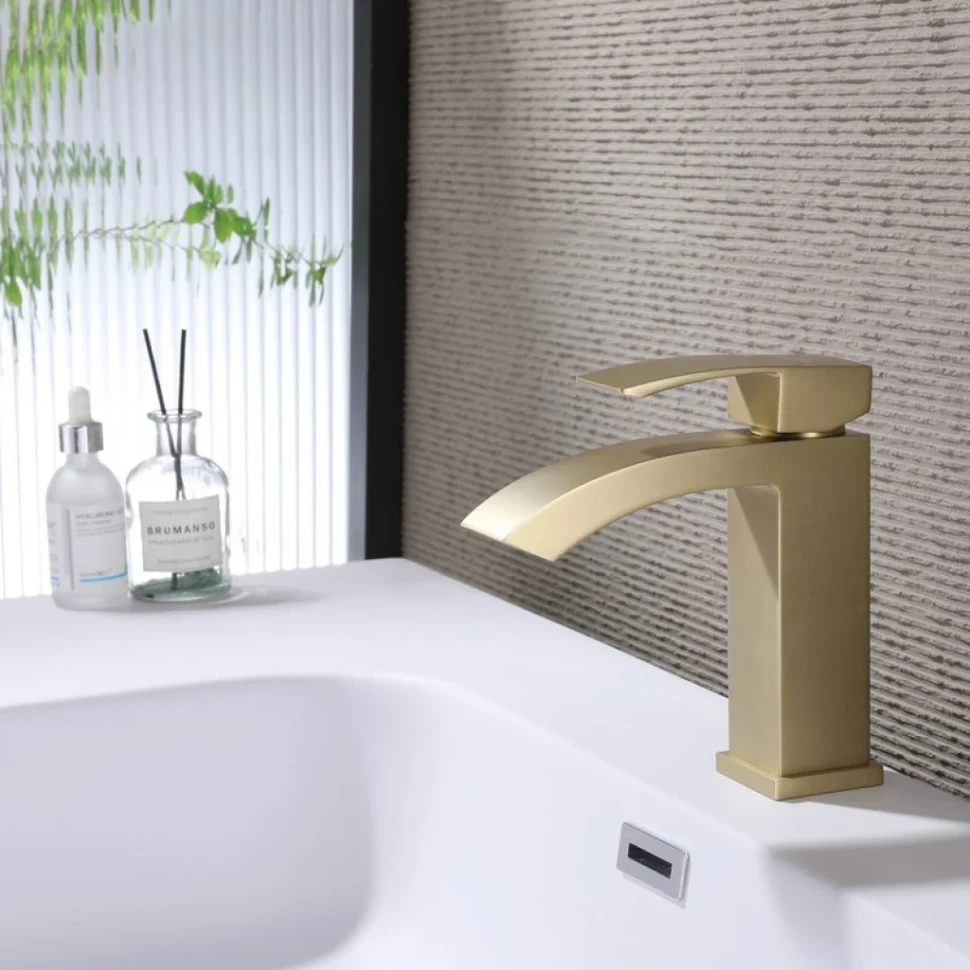 Смеситель для раковины Abber Wasserfall AF8610G матовое золото