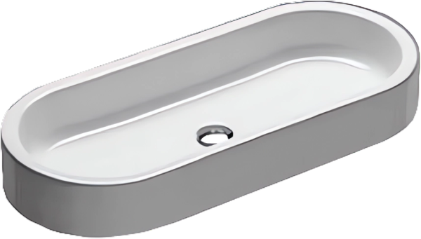 Накладная раковина Hatria Area 80 глянцевая белая, овальная, фаянс