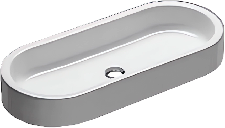 Накладная раковина Hatria Area 80 глянцевая белая, овальная, фаянс