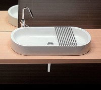 Накладная раковина Hatria Area 80 глянцевая белая, овальная, фаянс