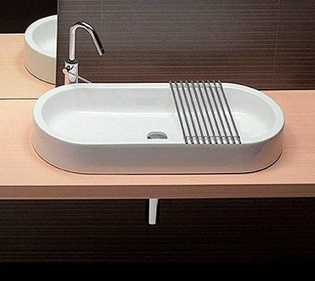 Накладная раковина Hatria Area 80 глянцевая белая, овальная, фаянс