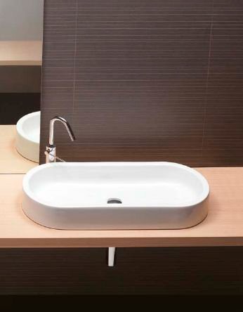 Накладная раковина Hatria Area 80 глянцевая белая, овальная, фаянс