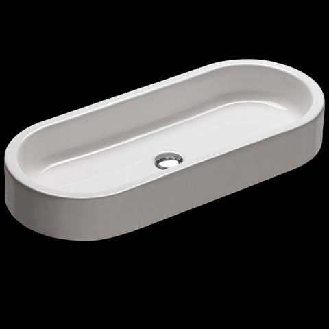 Накладная раковина Hatria Area 80 глянцевая белая, овальная, фаянс