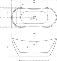 Акриловая ванна Abber AB9322 180x80 см, отдельностоящая, белая, овальная, с каркасом, со сливом-переливом