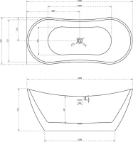 Акриловая ванна Abber AB9322 180x80 см, отдельностоящая, белая, овальная, с каркасом, со сливом-переливом