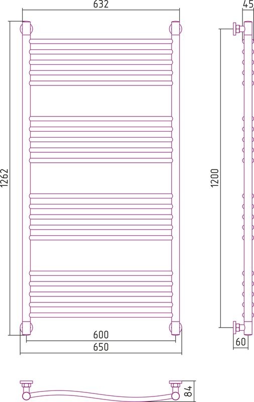 Полотенцесушитель водяной Сунержа Флюид + 120x60
