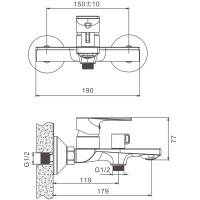 Смеситель для ванны с душем BELZ B679 B60679 хром