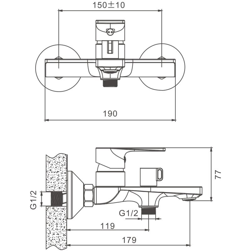 Смеситель для ванны с душем BELZ B679 B60679 хром