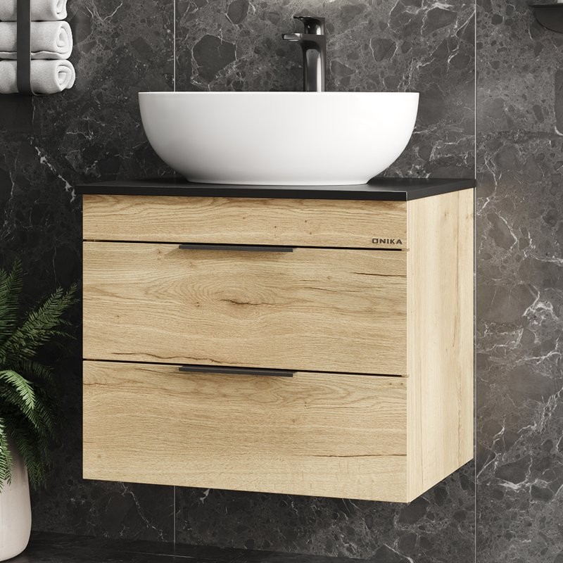 Тумба под раковину со столешницей Onika Легран 60 подвесная, дуб галифакс
