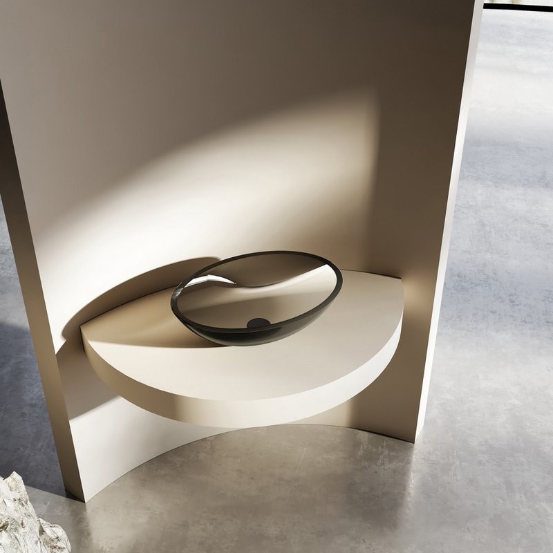 Накладная раковина Abber Kristall AT2802Onyx 50 черная, овальная