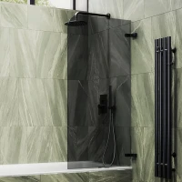 Шторка на ванну Maybahglass MGV-650-6 40 см, профиль черный, стекло графит