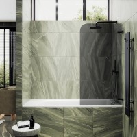 Шторка на ванну Maybahglass MGV-650-6 40 см, профиль черный, стекло графит
