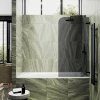 Шторка на ванну Maybahglass MGV-650-6 40 см, профиль черный, стекло графит