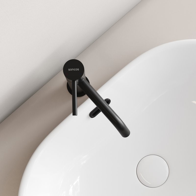 Смеситель для раковины Sancos Etna, черный матовый, SC9003MB