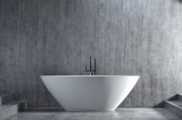 Ванна из искусственного камня Salini Diva S-Sense 180x85 см, отдельностоящая, белая, овальная, со сливом-переливом, с донным клапаном